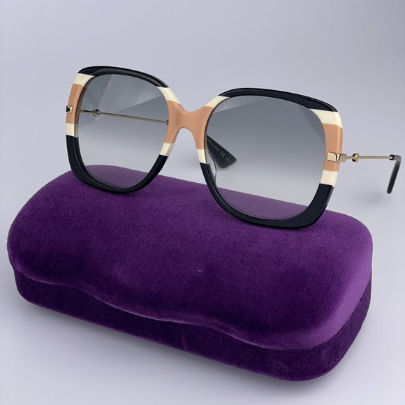NEW GUCCI LOGO GG0511S 006 Black Multicolor Gray Gradient Square Women Sunglasse